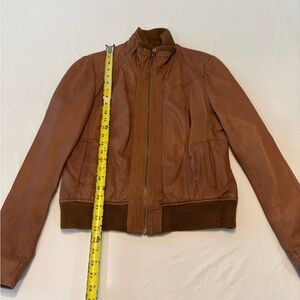 Black Rivet Tan Leather Bomber Jacket